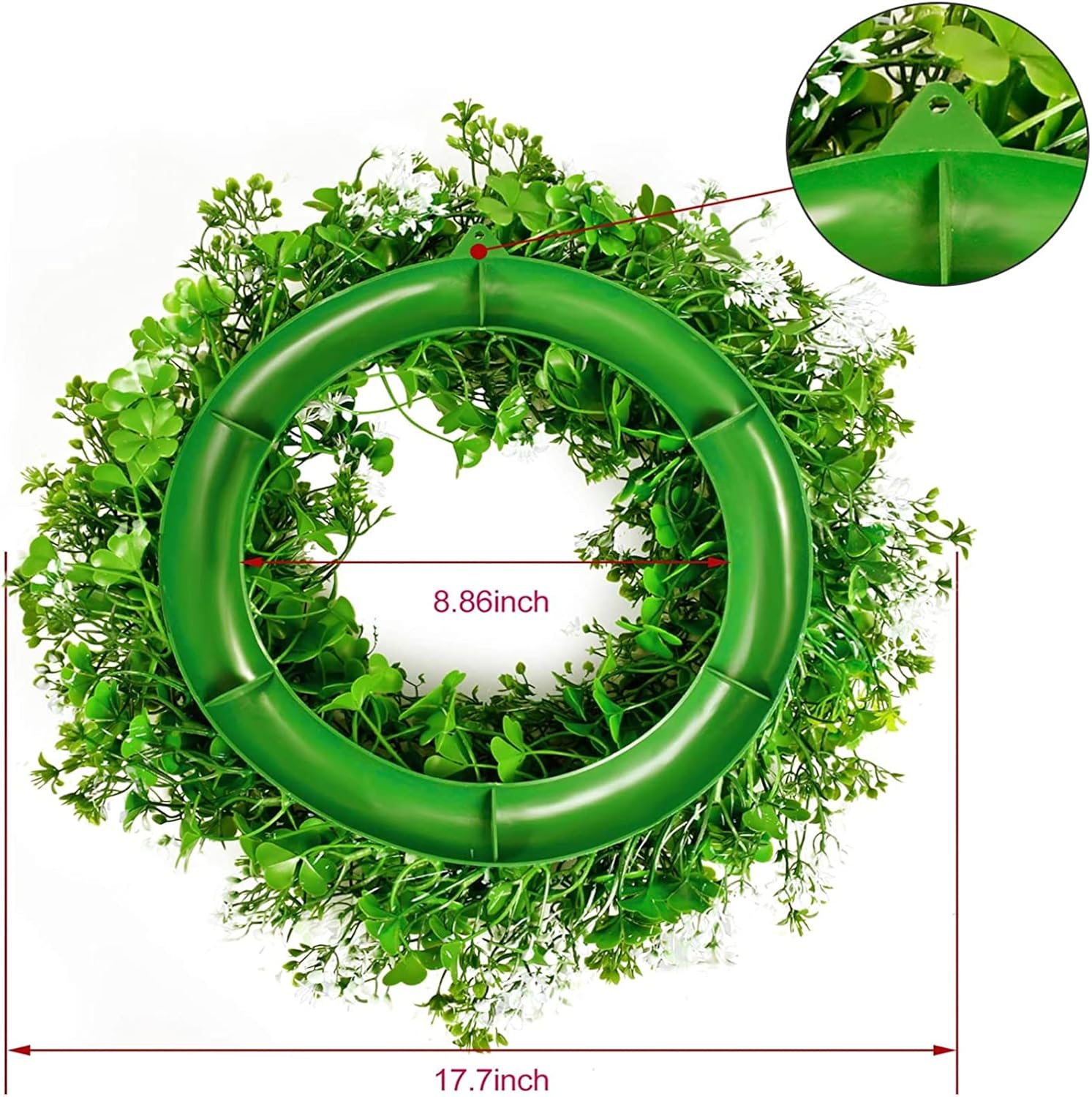 St Patricks Day Decorations Artificial Wreath Lucky Shamrock Clover Leprechaun Hat Beers Spring Summer Party Decor Outdoor/Indoor Farmhouse Front Porch Wall Window Door - Image 7