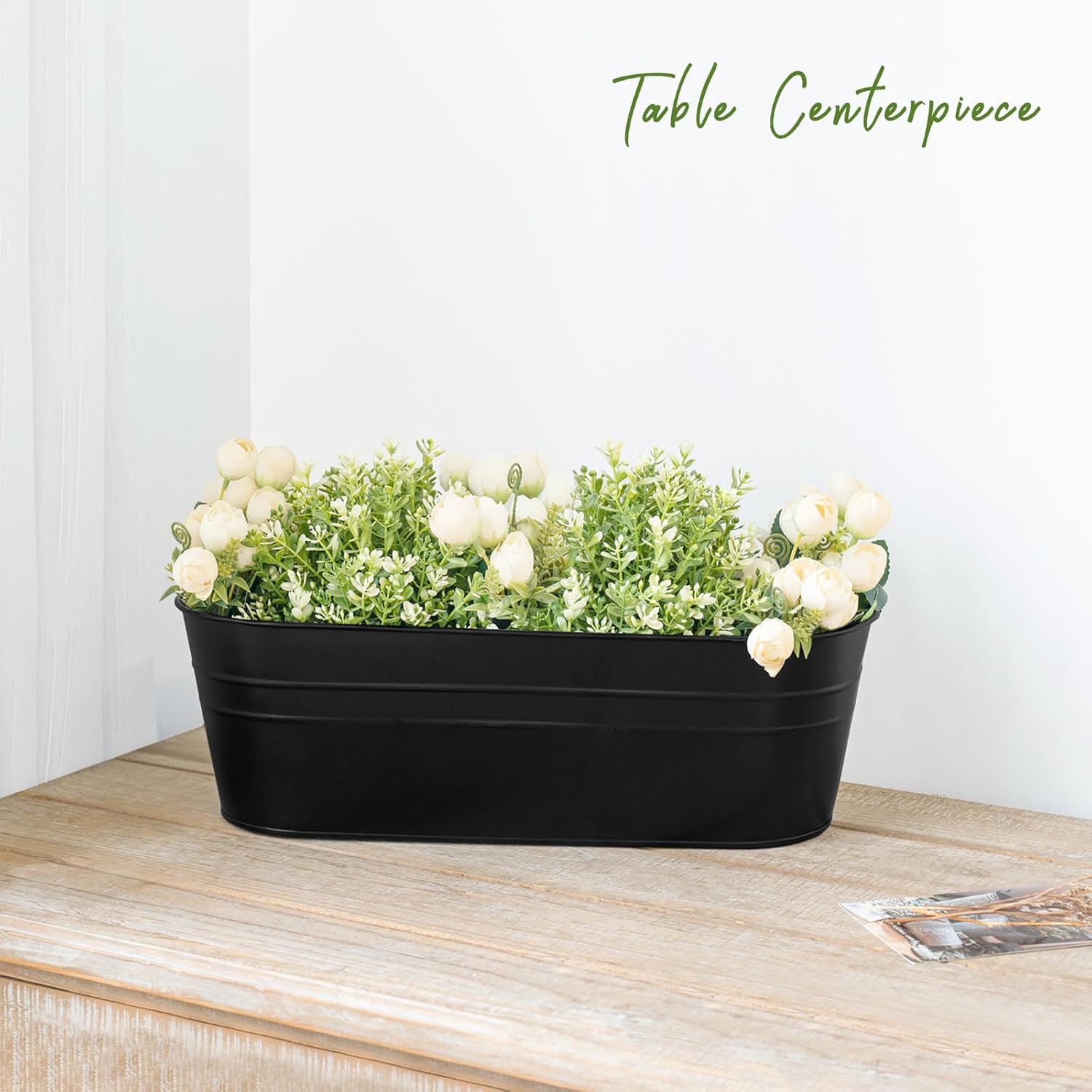 3 Pcs Metal Hanging Flower Pots for Railing Fence Outdoor Planter 15.7 Inch Hanging Bucket Pots Countryside Window Flower Plant Holder with Detachable Hooks for Garden Yard Home Decor,Black - Image 7
