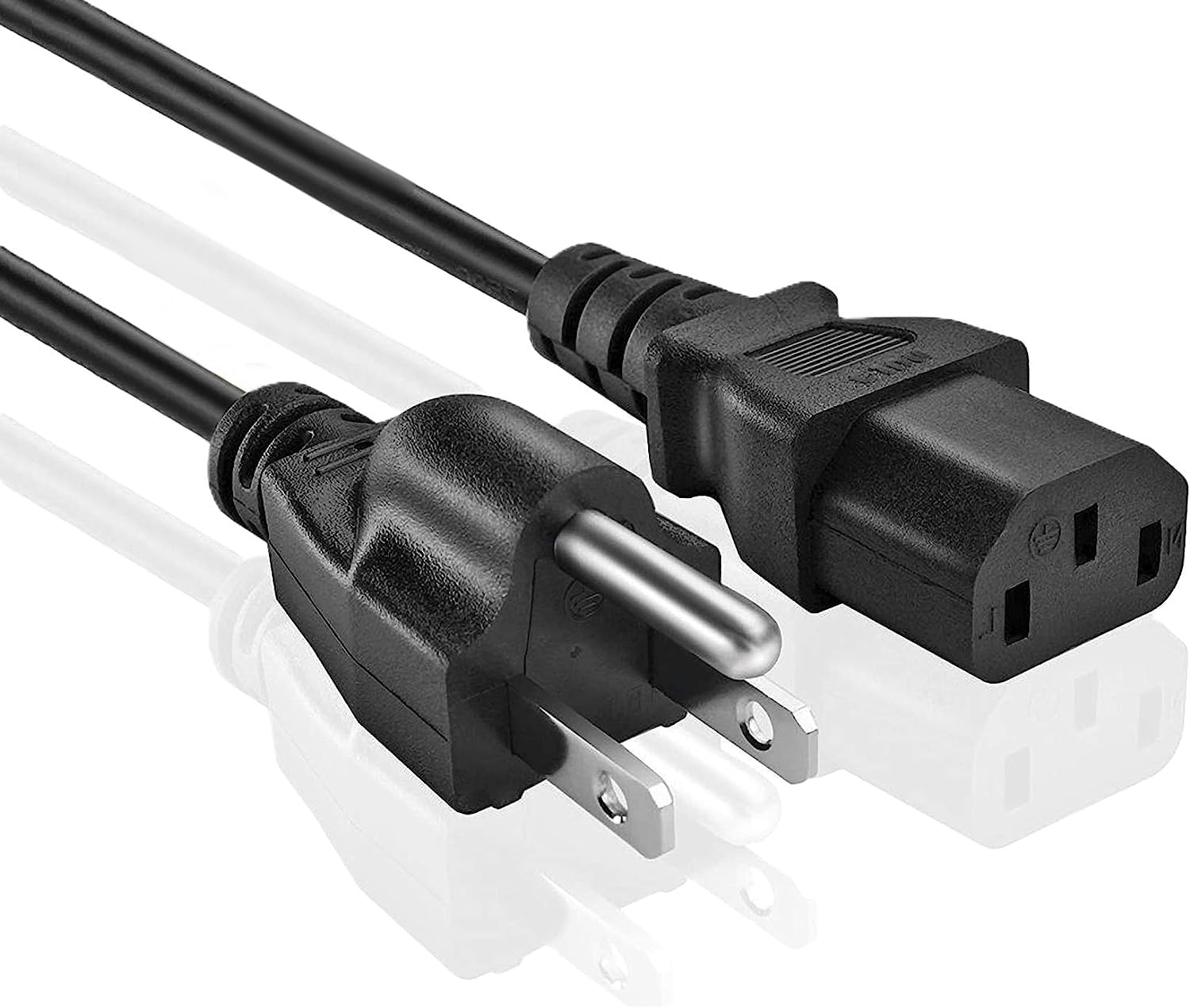 Universal PC Power Cord - 3 Prong AC Power Cable Replacement for Computer, Monitor, Scanner, Printer - IEC 320 C13 to NEMA 5-15P, 18awg, 125V 10 Amp (6-FEET) - Image 1