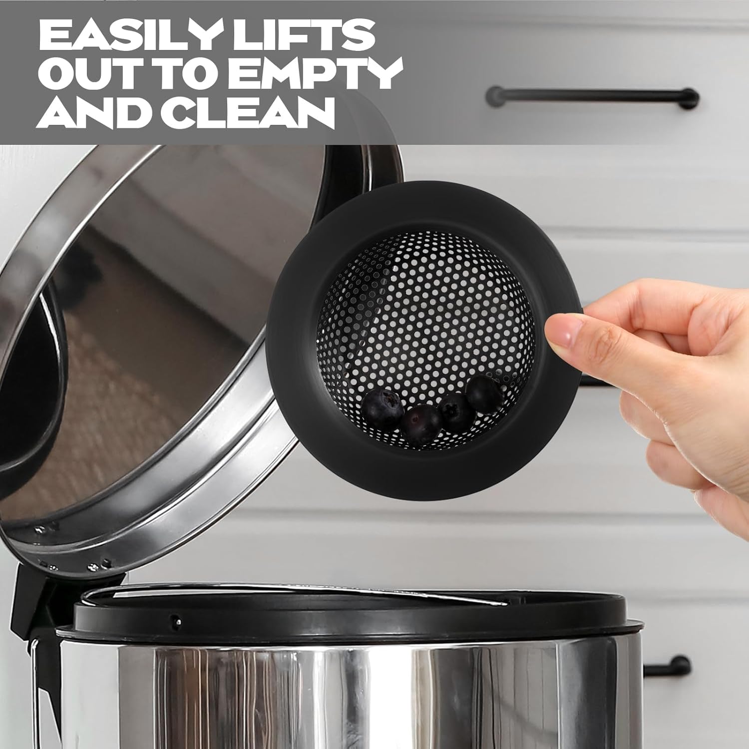 2 Pcs Sink Strainer Stainless Steel Kitchen Sink Drain Strainer Basket Cover Mesh Hair Food Catcher, Large Wide Rim of 4.4 Diameter(Matte Black) - Image 5
