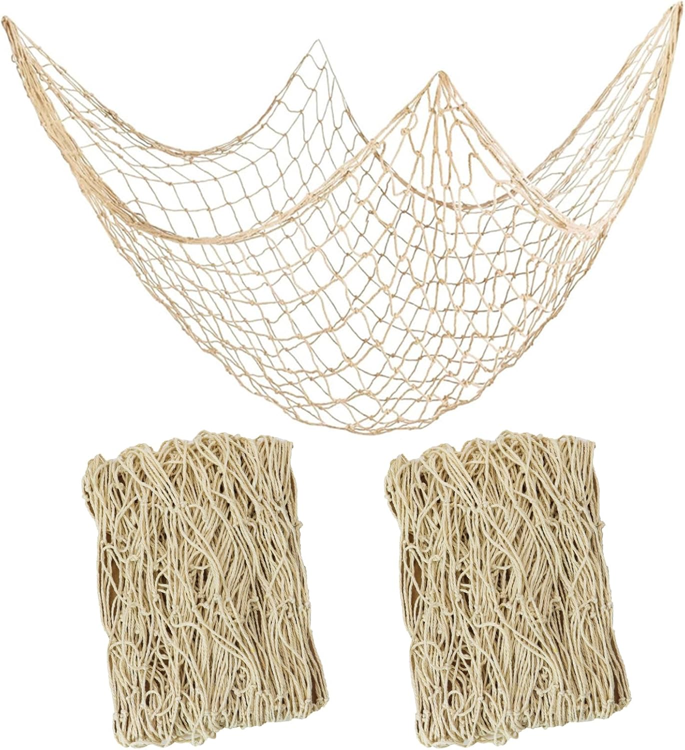 2 PCS Fish Net Decorations, 80 x 40 Inch, Ocean Themed Party Decor Beach, Nautical Wall Hanging Fishing Net for Coastal Bedroom, Bathroom, or Under The Sea Party Decorations - Image 1