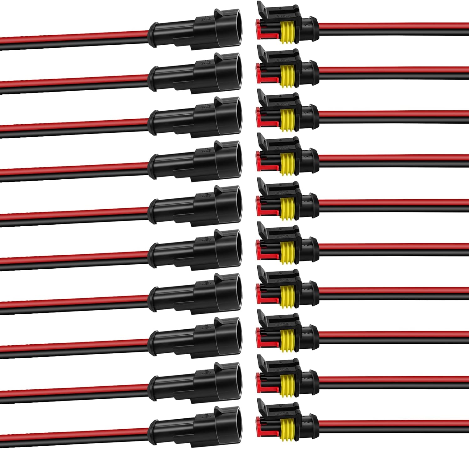 10Pcs Car Waterproof Electrical Connector, 2 Pin Connector, 16 AWG 2 Wire Waterproof Connector, Car Electrical Connectors for Automobiles, Trucks, Boats, Motorcycles and Other Electrical Connections - Image 1
