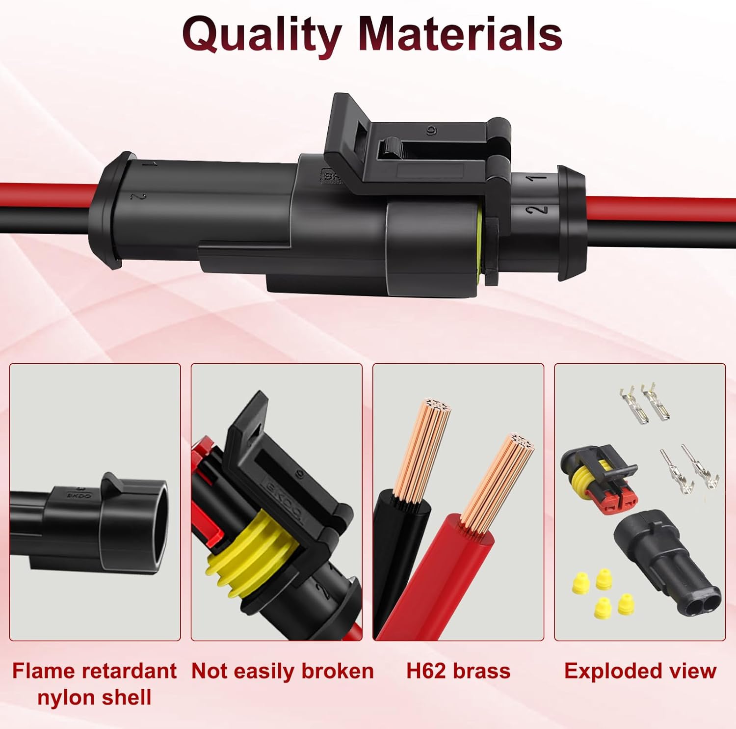 10Pcs Car Waterproof Electrical Connector, 2 Pin Connector, 16 AWG 2 Wire Waterproof Connector, Car Electrical Connectors for Automobiles, Trucks, Boats, Motorcycles and Other Electrical Connections - Image 6