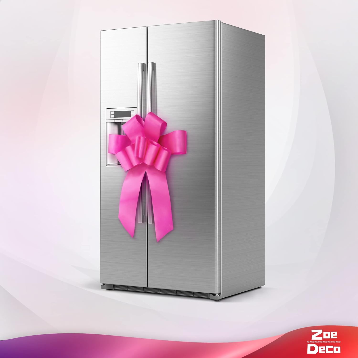 - Big Car Bow - Pink, 30 Inch - Giant Car Bow w/ 2 Gold Accessory Bows for Birthday, Christmas, Wedding Reception, Surprise Party - Large Gift Wrapping for Huge Present - Image 2