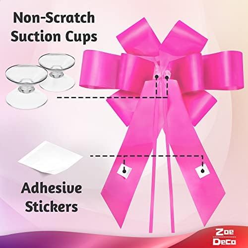 - Big Car Bow - Pink, 30 Inch - Giant Car Bow w/ 2 Gold Accessory Bows for Birthday, Christmas, Wedding Reception, Surprise Party - Large Gift Wrapping for Huge Present - Image 4