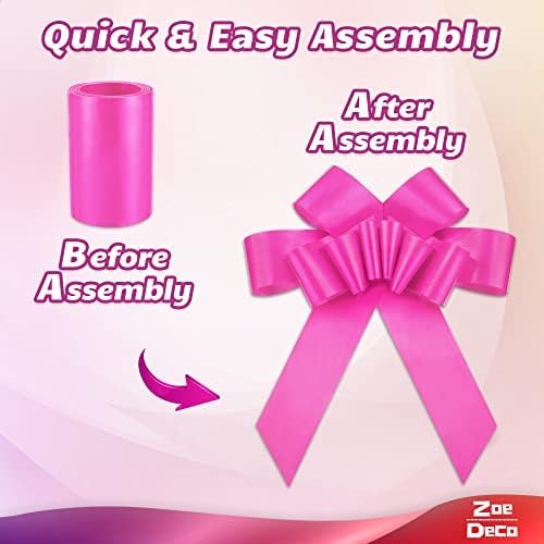 - Big Car Bow - Pink, 30 Inch - Giant Car Bow w/ 2 Gold Accessory Bows for Birthday, Christmas, Wedding Reception, Surprise Party - Large Gift Wrapping for Huge Present - Image 6