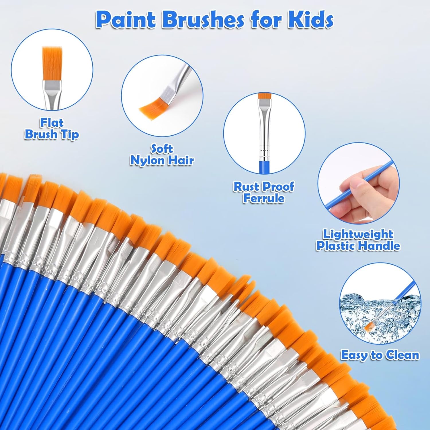 126 Pcs Flat Paint Brushes for Acrylic Painting, Small Paint Brushes Bulk, Kids Paint Brushes Set for Art Crafts Classroom Oil Watercolor Canvas Face Painting - Image 5