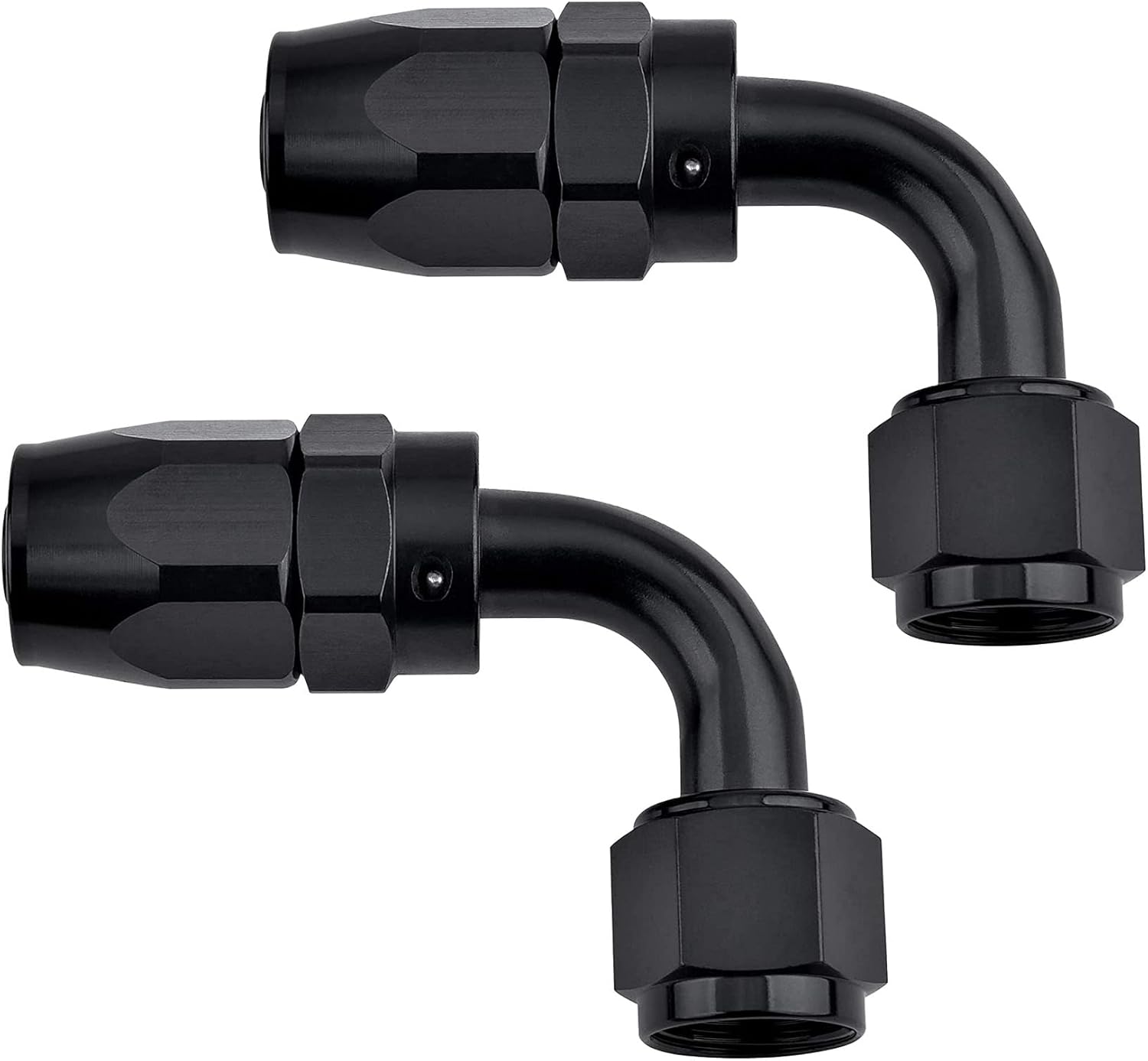 6AN Hose End Fitting 90 Degree Swivel for CPE Braided Hose Black 2PCS - Image 1