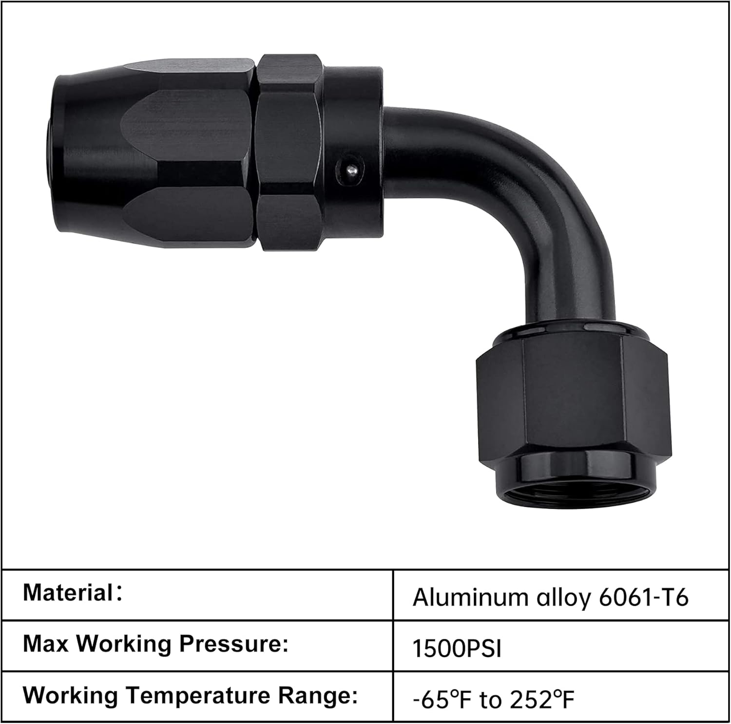 6AN Hose End Fitting 90 Degree Swivel for CPE Braided Hose Black 2PCS - Image 4