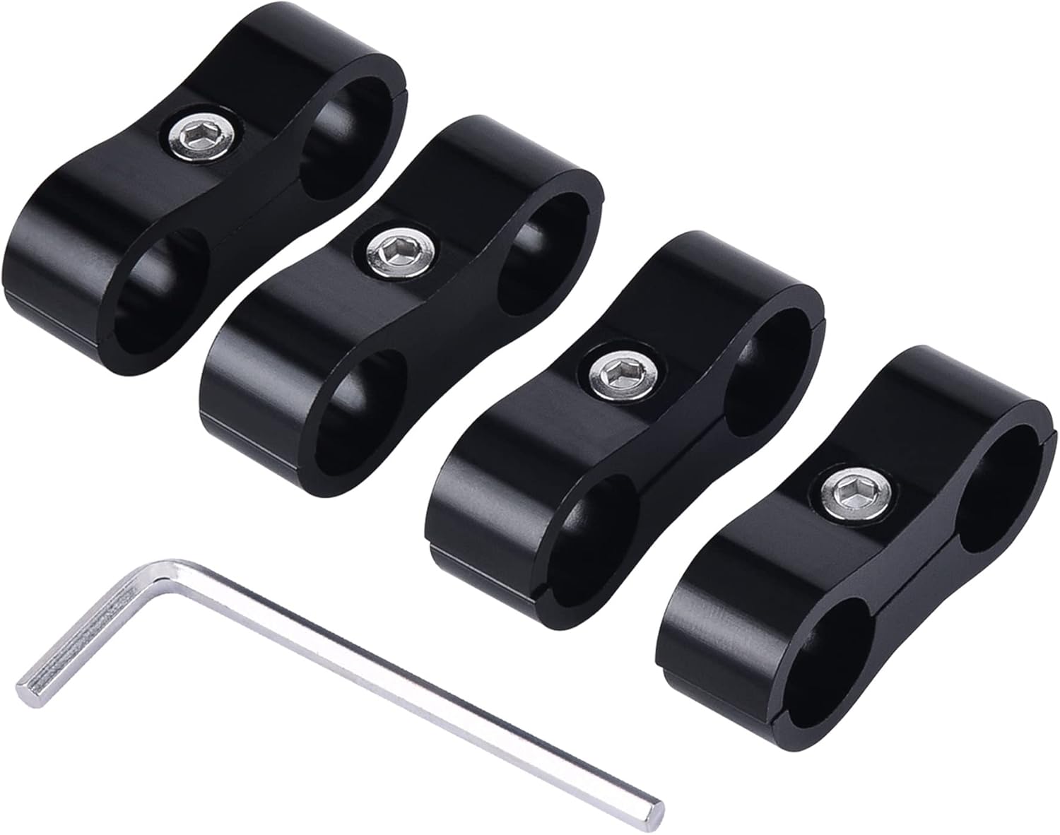 6AN Hose Separator Clamp, AN6 Fuel Line Mounting Clamp Aluminum Black 4PCS - Image 1