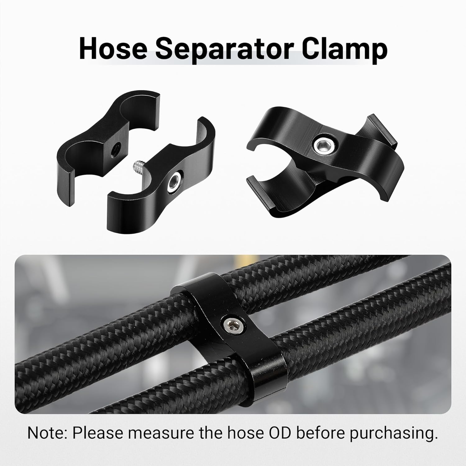 6AN Hose Separator Clamp, AN6 Fuel Line Mounting Clamp Aluminum Black 4PCS - Image 2