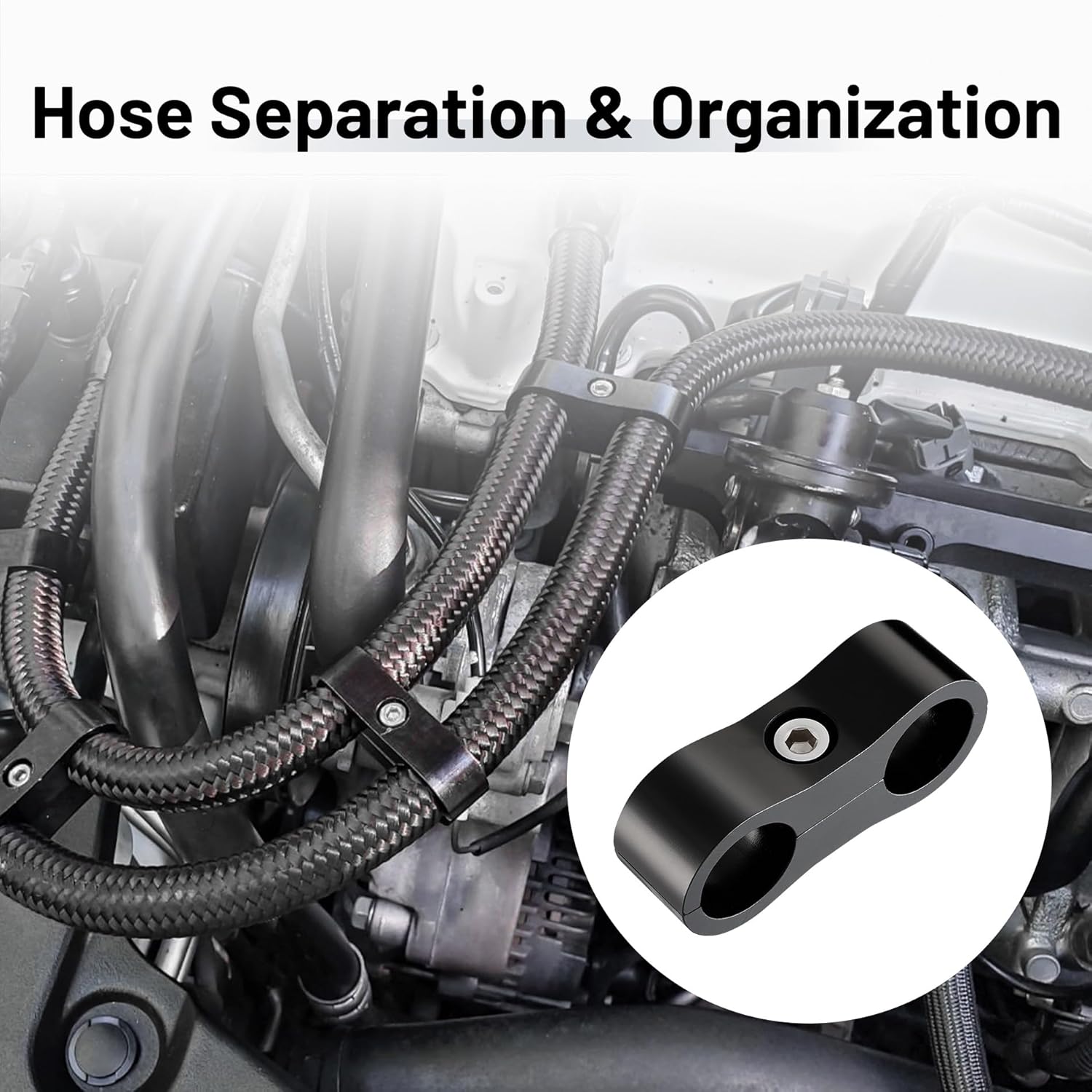 6AN Hose Separator Clamp, AN6 Fuel Line Mounting Clamp Aluminum Black 4PCS - Image 5