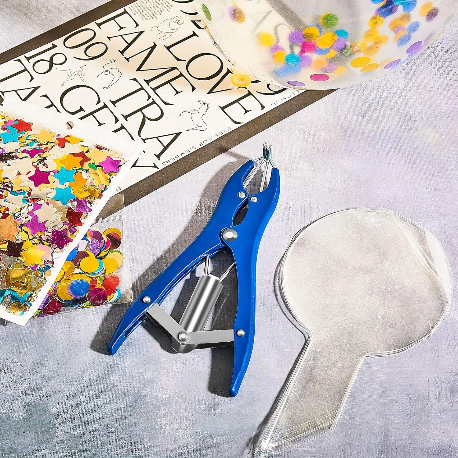 Balloon Expander Pliers Balloon Stuffing Tool Blue Stainless Steel Balloon Stretcher Sequin Filling Pliers for Filling Balloon Sequins Petals Home Party Activities(Simple Style) - Image 2