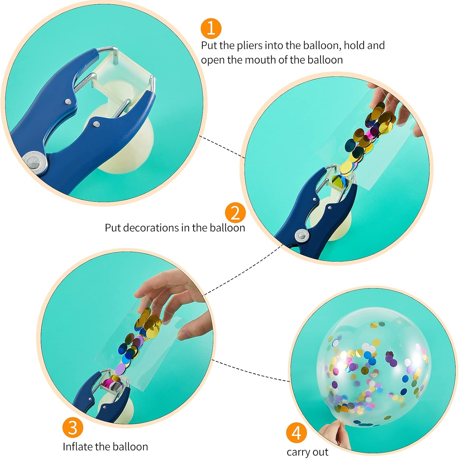 Balloon Expander Pliers Balloon Stuffing Tool Blue Stainless Steel Balloon Stretcher Sequin Filling Pliers for Filling Balloon Sequins Petals Home Party Activities(Simple Style) - Image 4