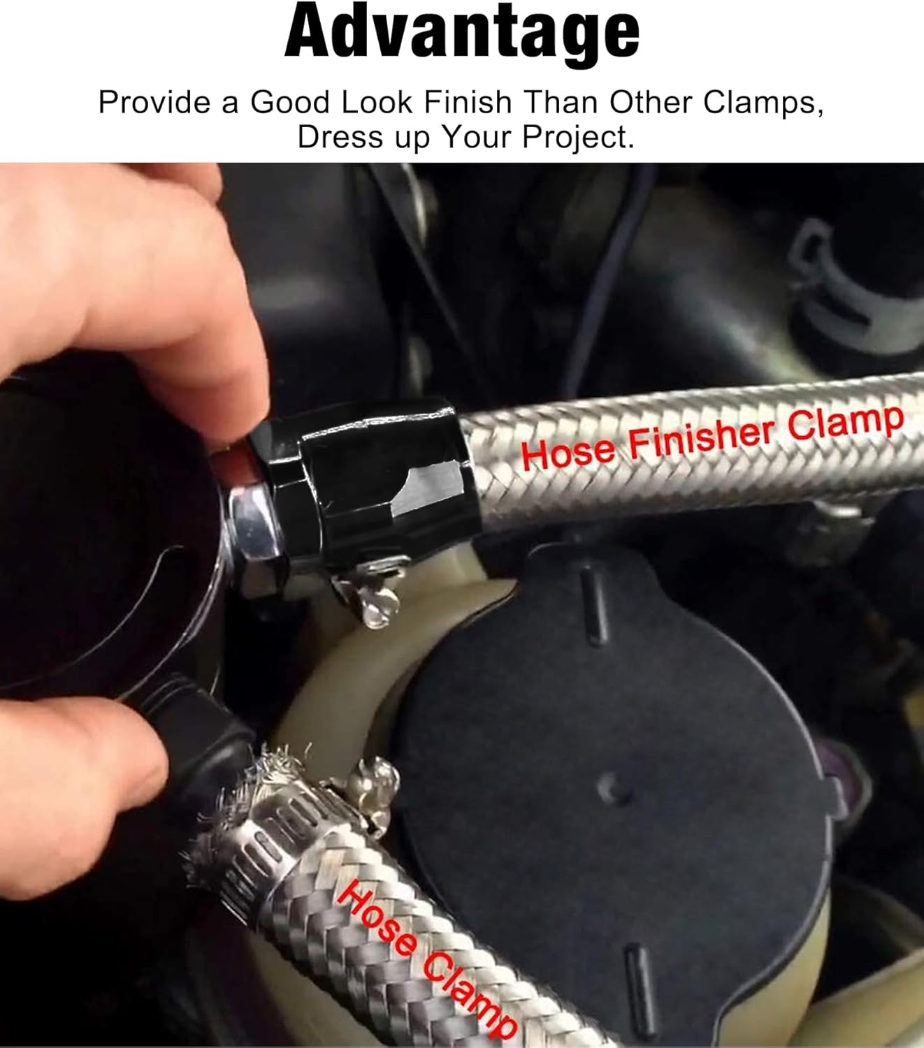 6AN Hose Finisher Clamp Aluminium Black for Stainless Braided Hoses,Rubber Hoses End Finisher - Image 4