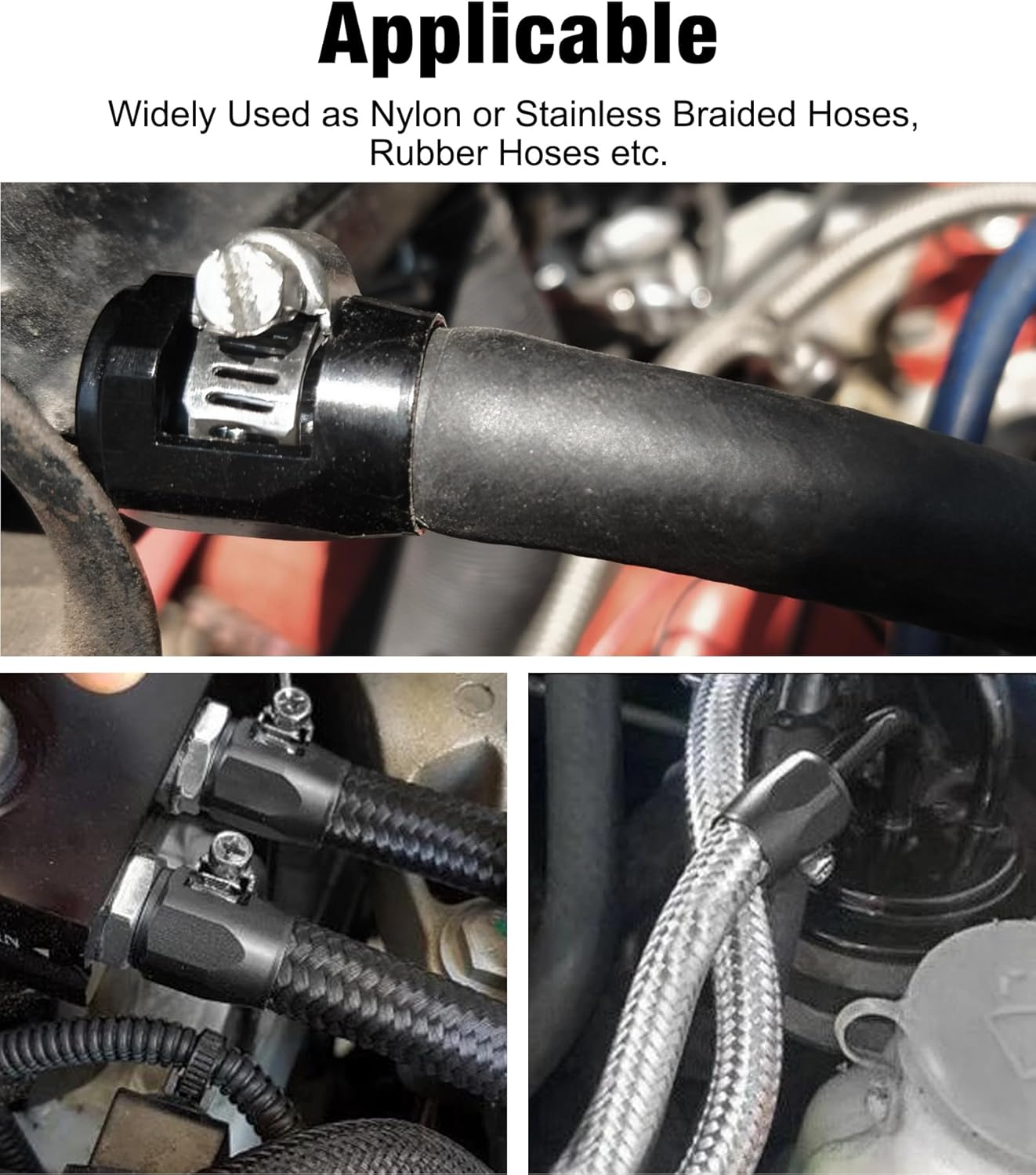 6AN Hose Finisher Clamp Aluminium Black for Stainless Braided Hoses,Rubber Hoses End Finisher - Image 5