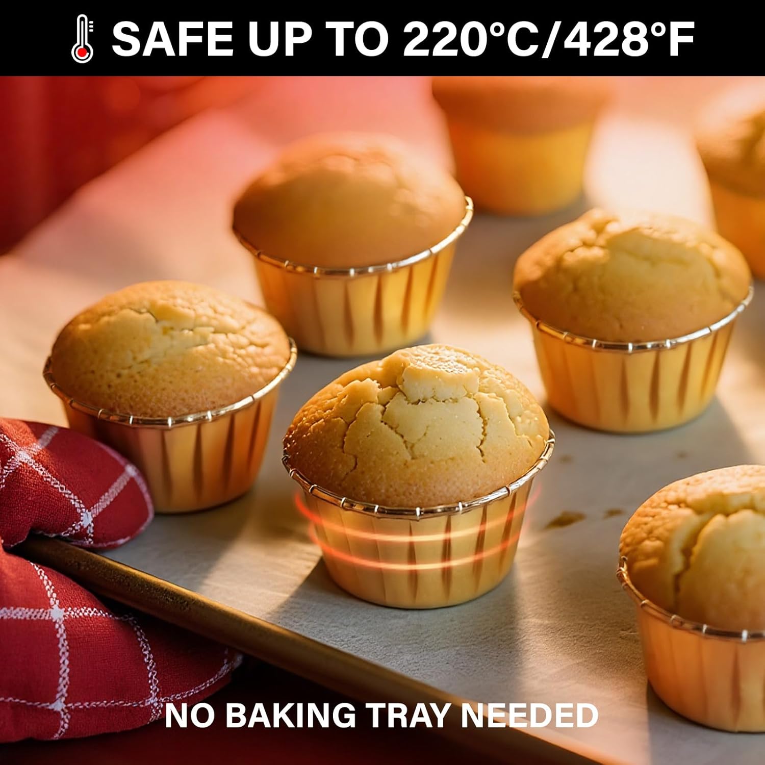 Gold Cupcake Cups, 3.5 Oz 50pcs Disposable Foil Muffin Liners, Gold Cupcake Baking Cups, Ramekin Aluminum Cupcake Tip Pan Ramekin Holders, Little Baking Cups - Image 5