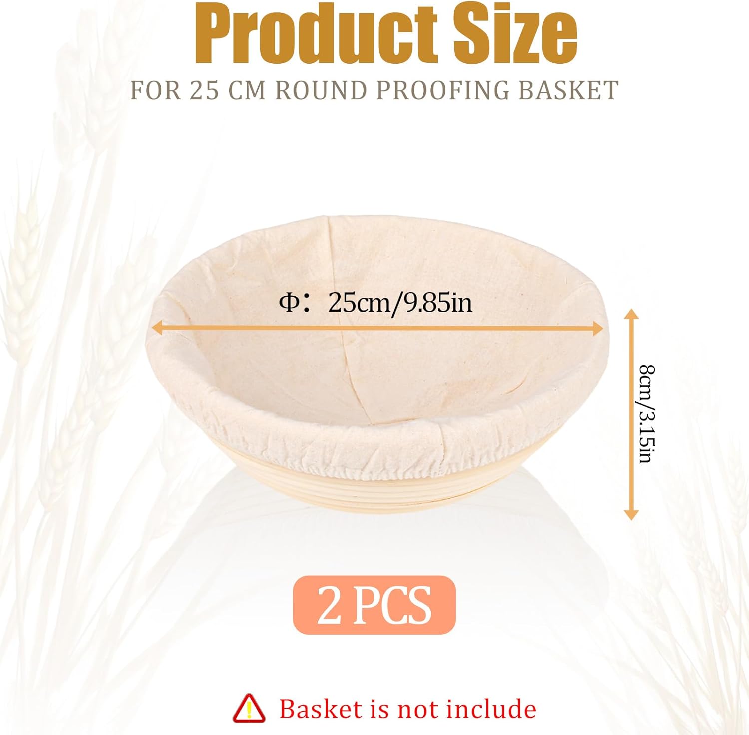 2 Pcs Bread Proofing Basket Cloth Liner Baking Dough Basket Cover Natural Rattan Banneton Proofing Cloth for Bakery Home Baking, about 10 inch - Image 2