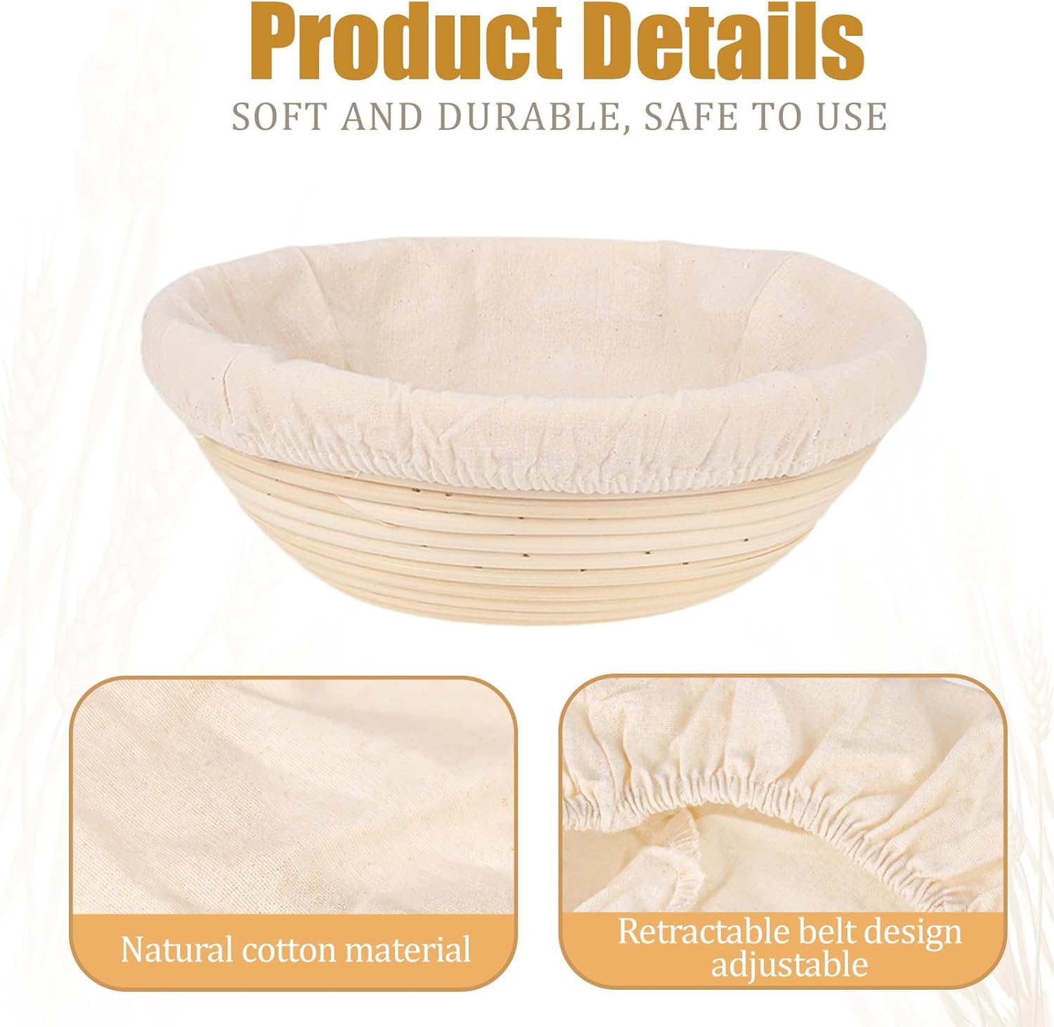 2 Pcs Bread Proofing Basket Cloth Liner Baking Dough Basket Cover Natural Rattan Banneton Proofing Cloth for Bakery Home Baking, about 10 inch - Image 3