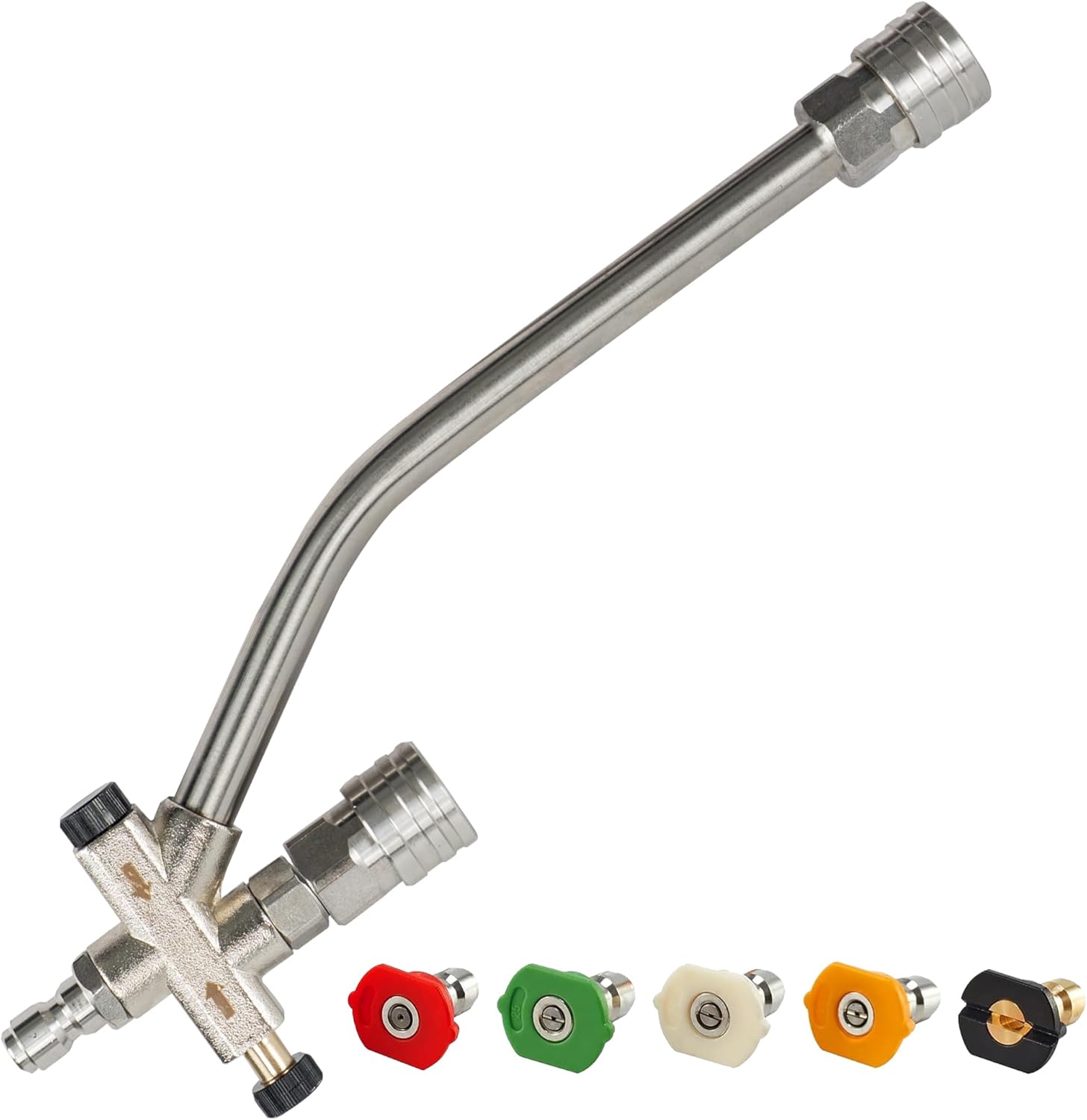 Foam Cannon Dual-Connector Accessory, Pressure Washer Double Tip Attachment for Soap Cannon with 5 Power Washer Sprayer Nozzles, 1/4