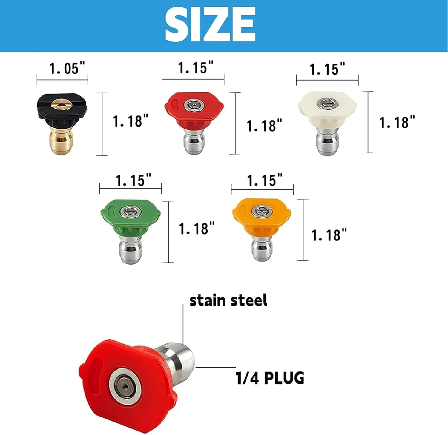 Foam Cannon Dual-Connector Accessory, Pressure Washer Double Tip Attachment for Soap Cannon with 5 Power Washer Sprayer Nozzles, 1/4