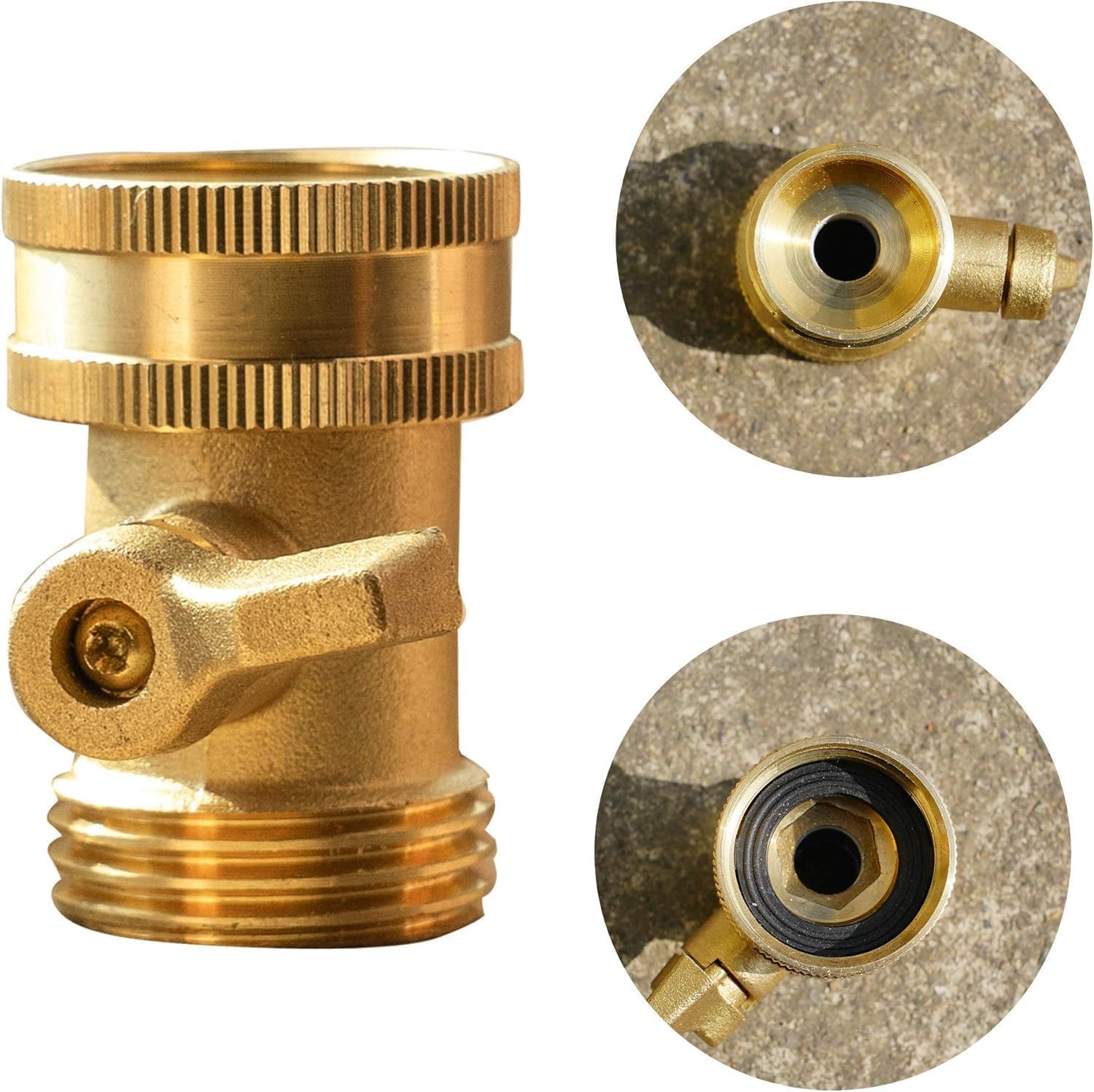 Brass Garden Hose Shut Off Valve, 4 Pack Heavy Duty 3/4 Inch Solid Brass Garden Hose Shut Off Valve with 4 Extra Rubber Washers - Image 2