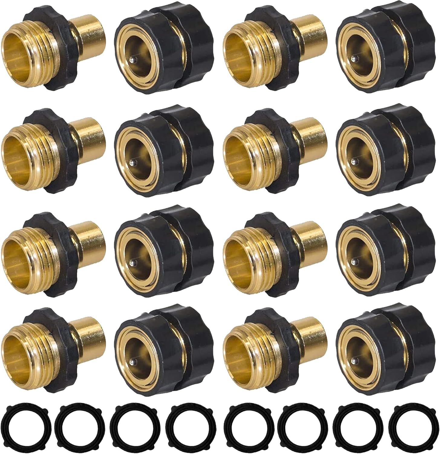 Garden Hose Quick Connect, 3/4 Inch Male and Female Garden Hose Fitting Quick Connector (8 Sets) - Image 1