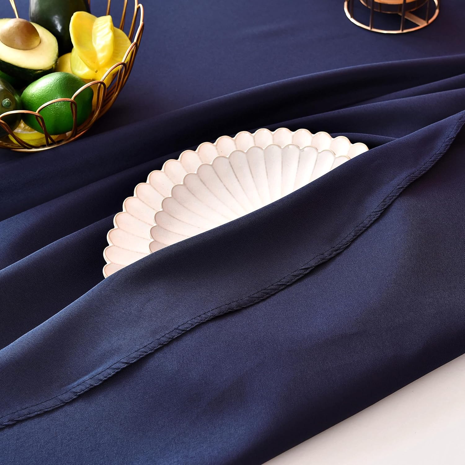 Navy Blue 210 GSM Water & Stain Resistant Round Tablecloth for Circle Table - Solid 48 Inch Table Cloth Cover in Wrinkle Free Durable Washable Polyester Fabric for Wedding, Party, Banquet - Image 7