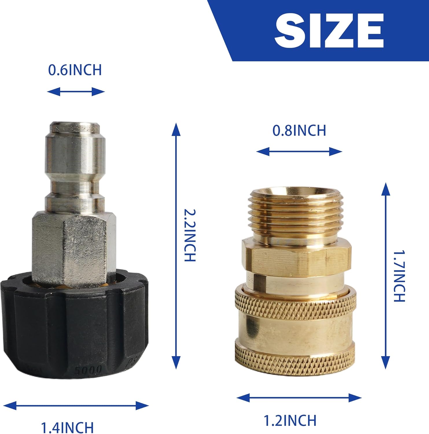 Pressure Washer Quick Connect Fittings, M22 14mm to 3/8 Inch Quick Connector Power Washer Adapter, 2 Set - Image 3