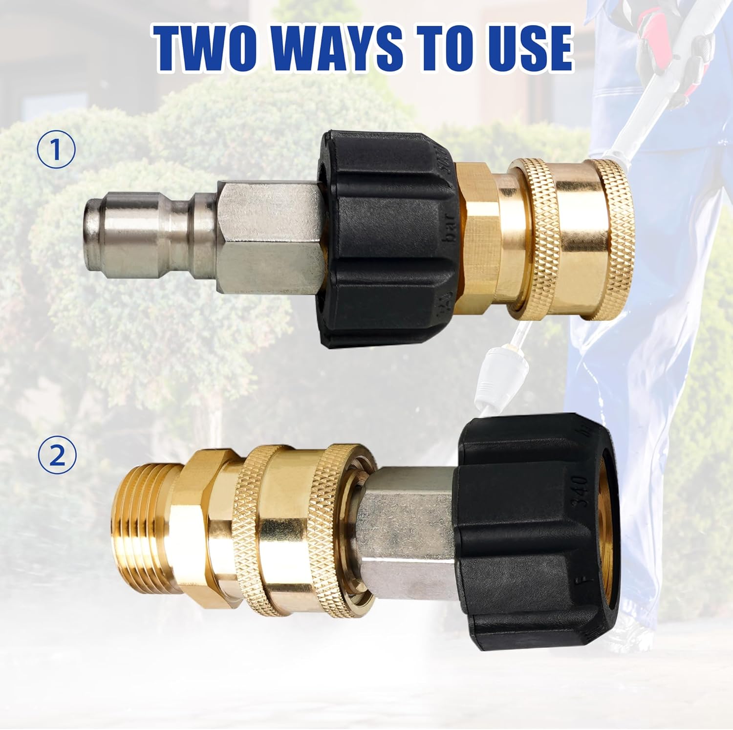 Pressure Washer Quick Connect Fittings, M22 14mm to 3/8 Inch Quick Connector Power Washer Adapter, 2 Set - Image 6