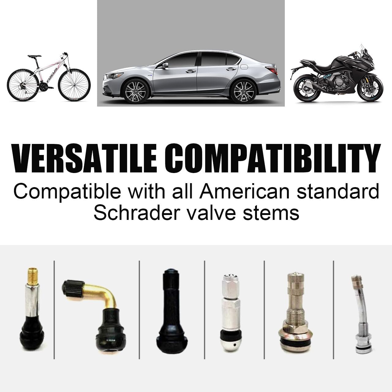 Tire Valve Stem Caps - (5 Pack) Metal Air Caps with Plastic Liner, Corrosion Resistant, Leak-Proof, Universal Stem Covers for Cars Trucks Motorcycles and Bikes - Silver - Image 4