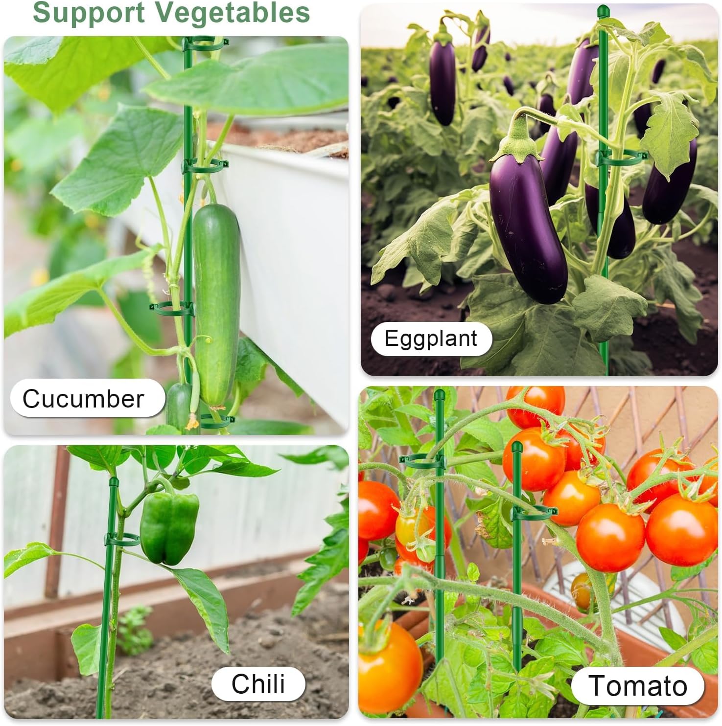 20Pcs Plant Support Stakes 17 inch  Garden Orchid Sticks Extended to 3ft 4ft 5ft Plant Poles with Clips for Indoor Outdoor Potted Tomato Rose Amaryllis Vegetables Comes with 20 Ties - Image 7