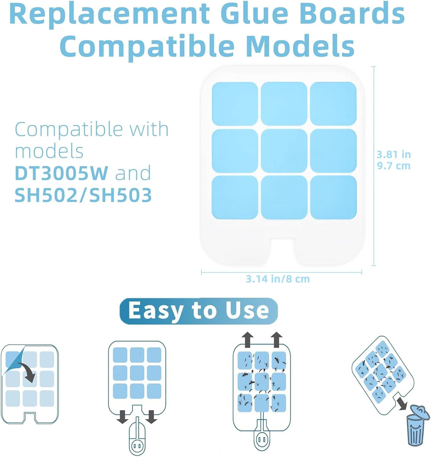 20 Pack Refill Glue Cards Compatible with Safer Home Fly Trap Refill,Applicable to SH502、SH503、23005-06 and DT3005W、DT3005W-DS3, Flying Insect Trap Refill Replacement - Image 2