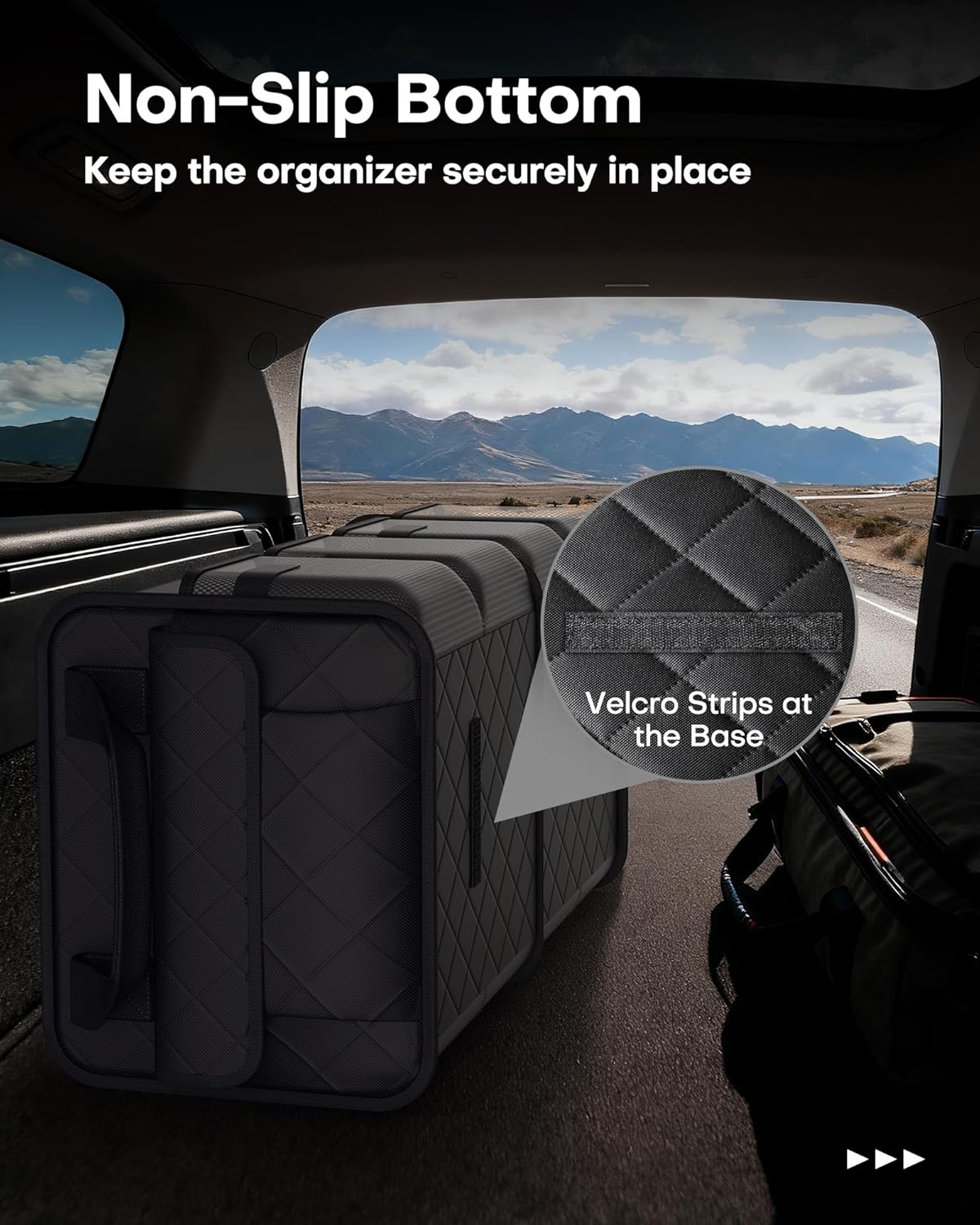 Trunk Organizer for SUV – Foldable & Portable Car Organizers and Storage with 2 Compartments, Large Capacity Car Trunk Organizer Car Accessories for Truck Sedan, Black, 21.7