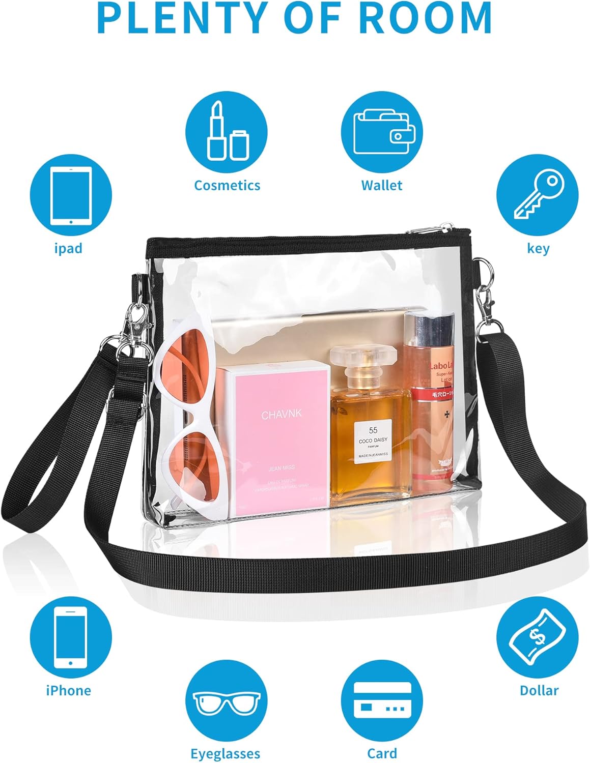 Clear Bag for Stadium Events, Clear Purse with Detachable Strap, Sports fan Handbag Purses for Game Day and Concert - Image 5