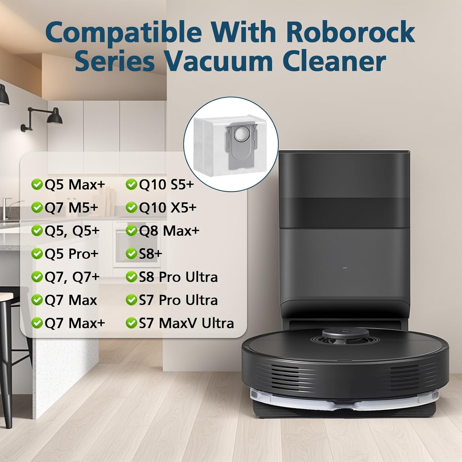 16 Packs Q10 Q7 Q5 Bag Replacement for Roborock Q10 S5+, Q7 M5+, Q5 Max+, 3.6L Vaccum Bag for Q10 X5+, Q5+, Q5 Pro+, Q8 Max+, Q7+, Q7 Max+, S8+, S8 Pro Ultra, S7 Pro Ultra, S7 MaxV Ultra - Image 2