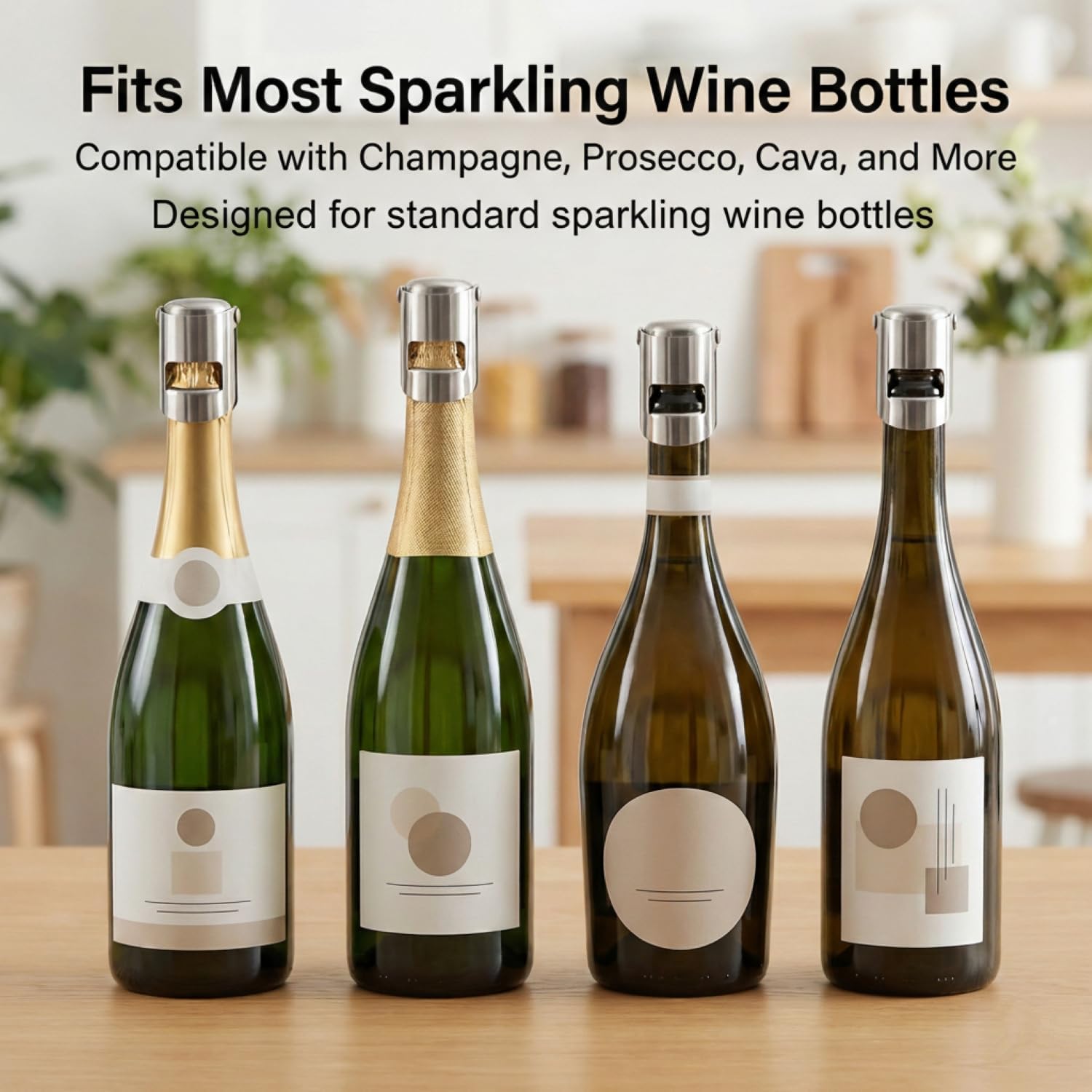 Pack of 6 Stainless Steel Champagne Stoppers, Prosecco, Sparkling Wine Bottle Stopper, Cork - Image 6