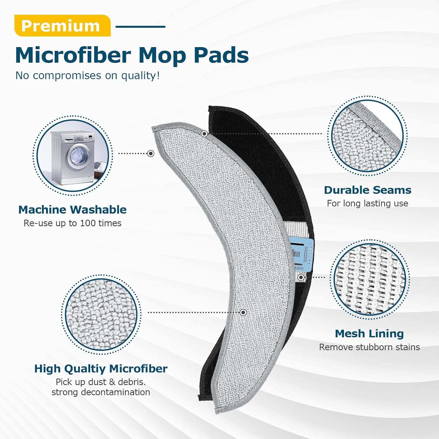 4 Pack Replacement Mop Pads for i-Robot Roomba Combo j7+/ j9+ Accessories, Microfiber Washable Mopping Pad for iRobot Roomba Combo j7+/ j9+ Robot Vacuum and Mop (Not fits for Roomba j7/ j7+/ j9+) - Image 4