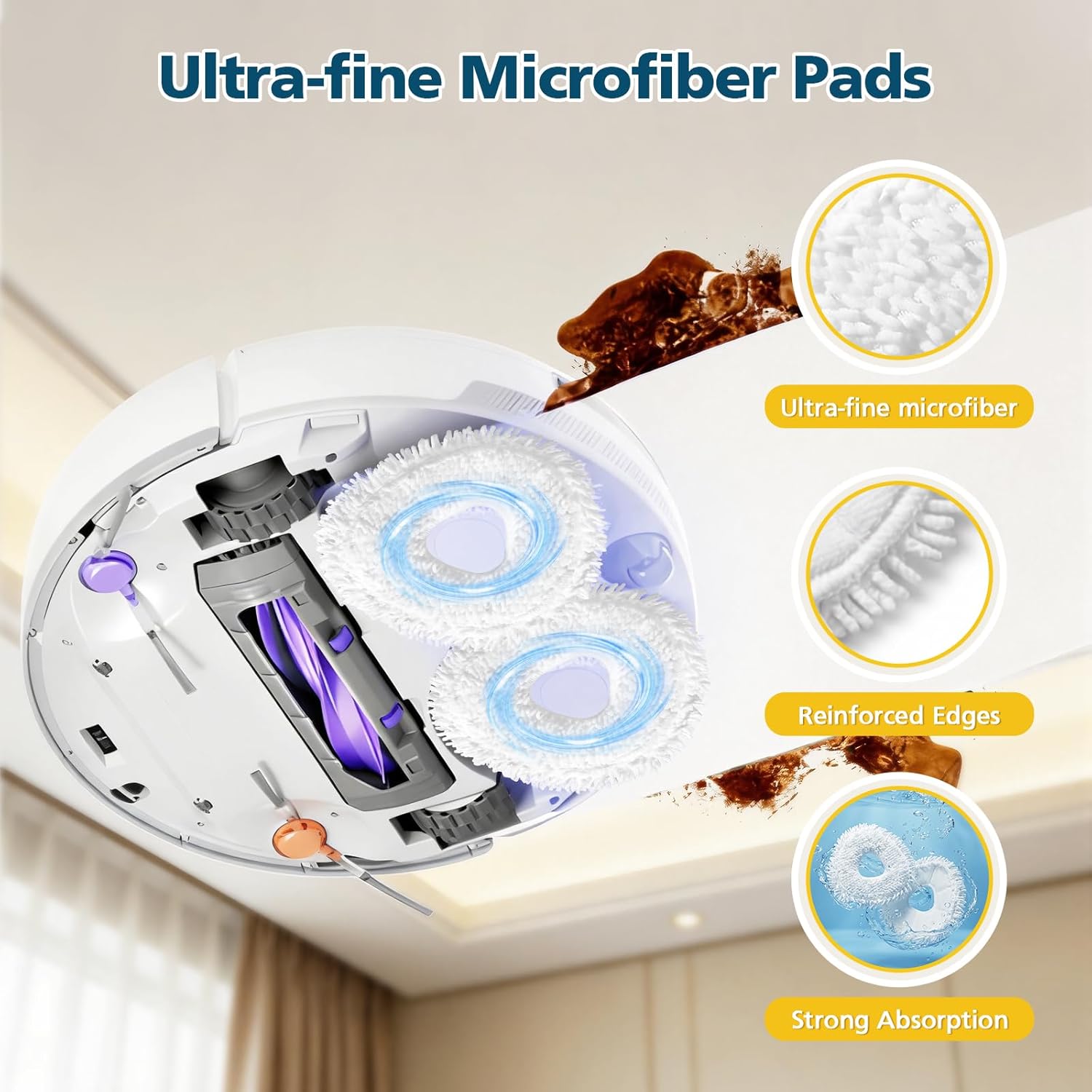 12-Pack Replacement Mop Pads for Narwal Freo, Freo Pro, Freo X Ultra, Z Ultra, Freo Z10 & X10 Pro Robot Vacuum & Mop, Washable Reusable Microfiber Robot Vacuum Mop Pads - Image 3