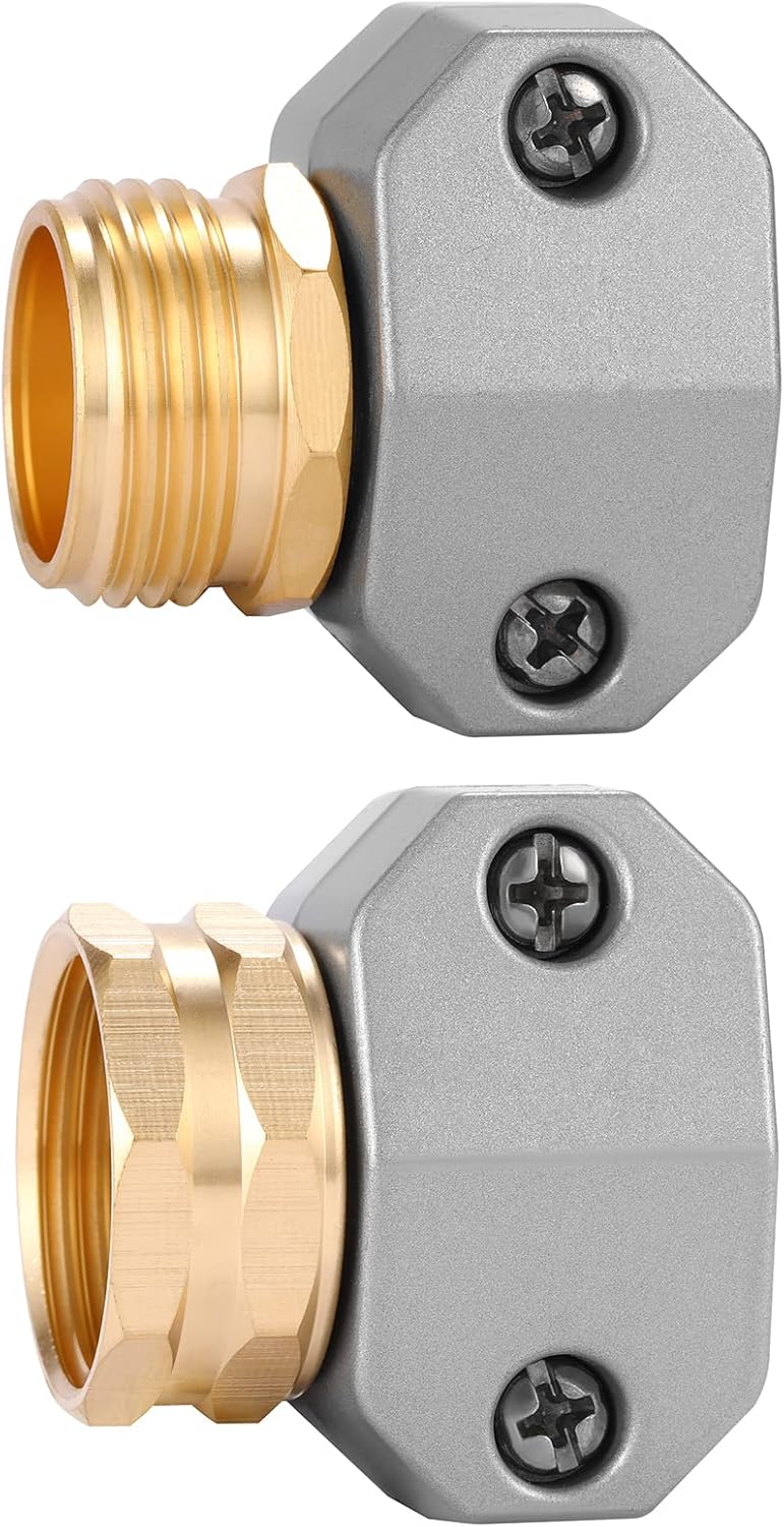 Zinc and Aluminum Male and Female Coupling, Fits All 5/8-Inch and 3/4-Inch Garden Hose Repair Fitting, 2 Pack(Female & Male) - Image 1