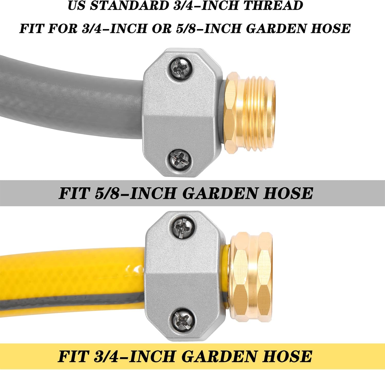 Zinc and Aluminum Male and Female Coupling, Fits All 5/8-Inch and 3/4-Inch Garden Hose Repair Fitting, 2 Pack(Female & Male) - Image 3