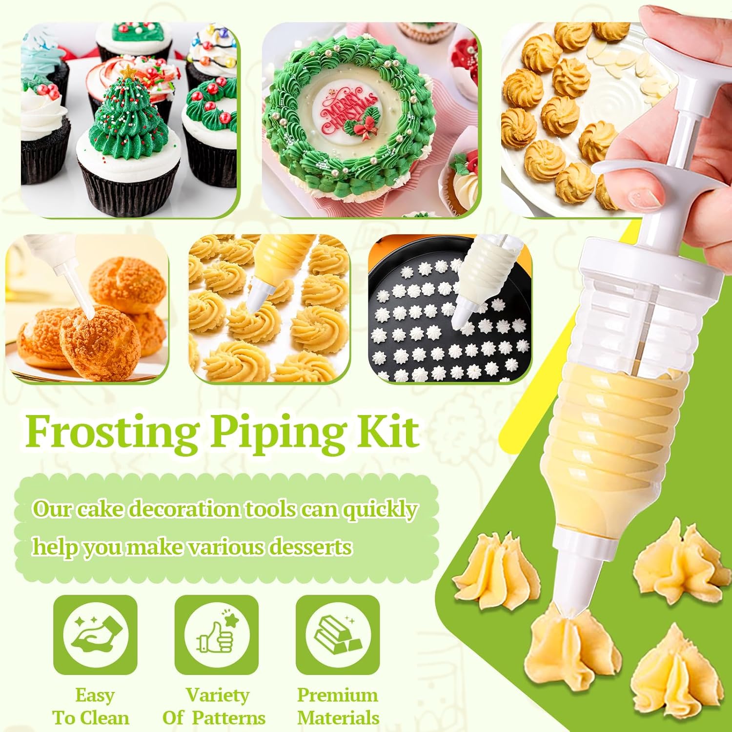 Cake Decorating Gun, Cupcake Icing Piping Kit, Cake Decorating Kit with 8 Piping Tips, Cupcake Injector/Decorating Icing Set, White - Image 3
