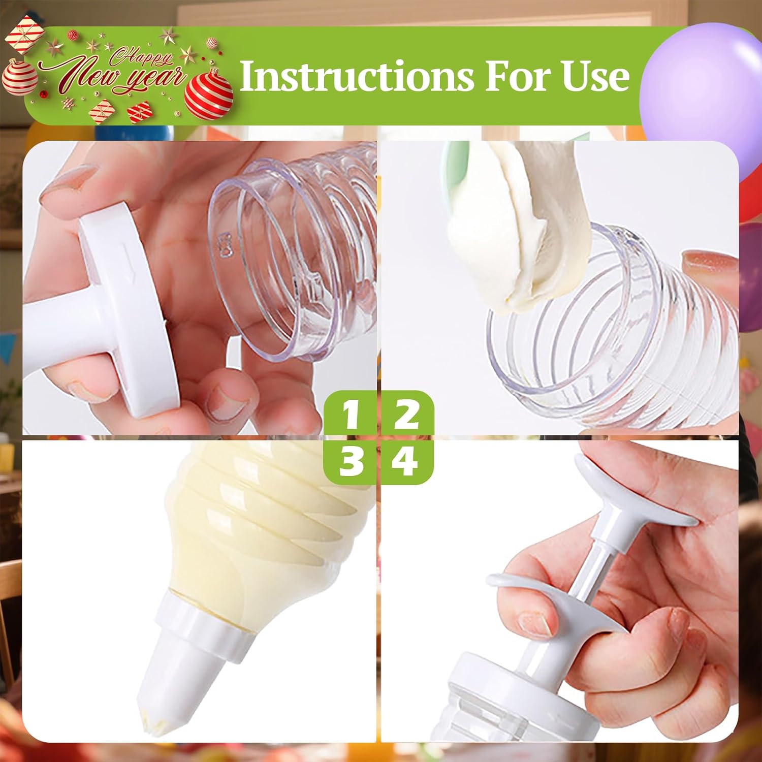 Cake Decorating Gun, Cupcake Icing Piping Kit, Cake Decorating Kit with 8 Piping Tips, Cupcake Injector/Decorating Icing Set, White - Image 7
