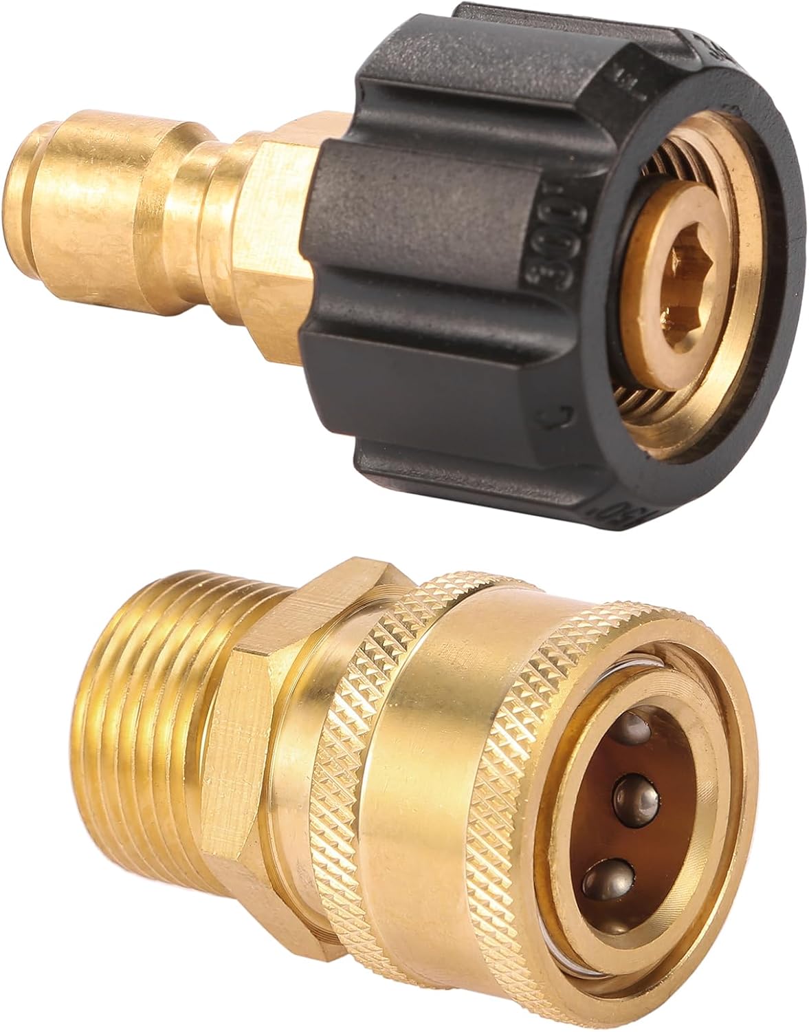 Pressure Washer Quick Connect Fittings, Quick Connect Kit M22 14mm to 3/8 Inch, 2 Pieces - Image 1