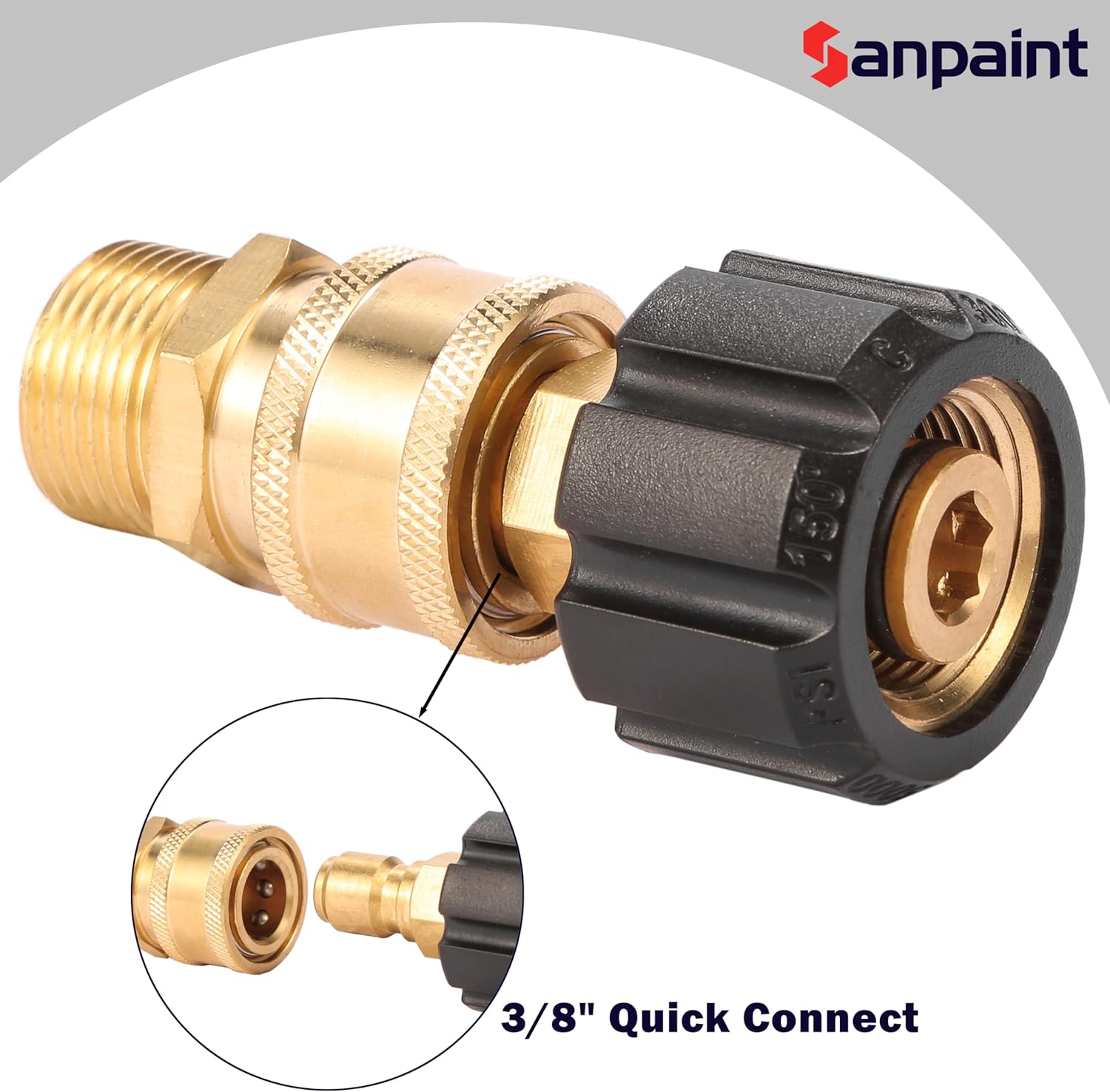 Pressure Washer Quick Connect Fittings, Quick Connect Kit M22 14mm to 3/8 Inch, 2 Pieces - Image 3