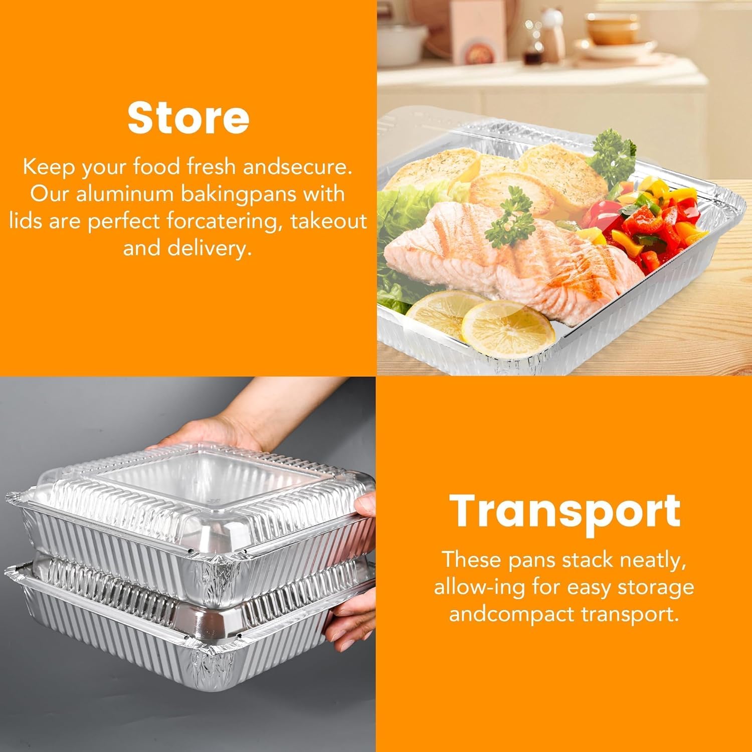 40 Pack 8x8 Inch Aluminum Pans with Clear Plastic Lids - Square Baking Cake Pans - Foil Pans with Lids - Disposable Food Containers Great for Cooking, Heating, Storing, Prepping Food - Image 6