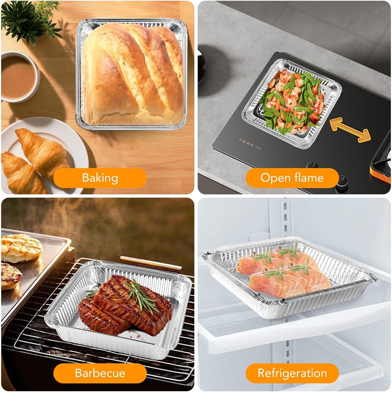 40 Pack 8x8 Inch Aluminum Pans with Clear Plastic Lids - Square Baking Cake Pans - Foil Pans with Lids - Disposable Food Containers Great for Cooking, Heating, Storing, Prepping Food - Image 7