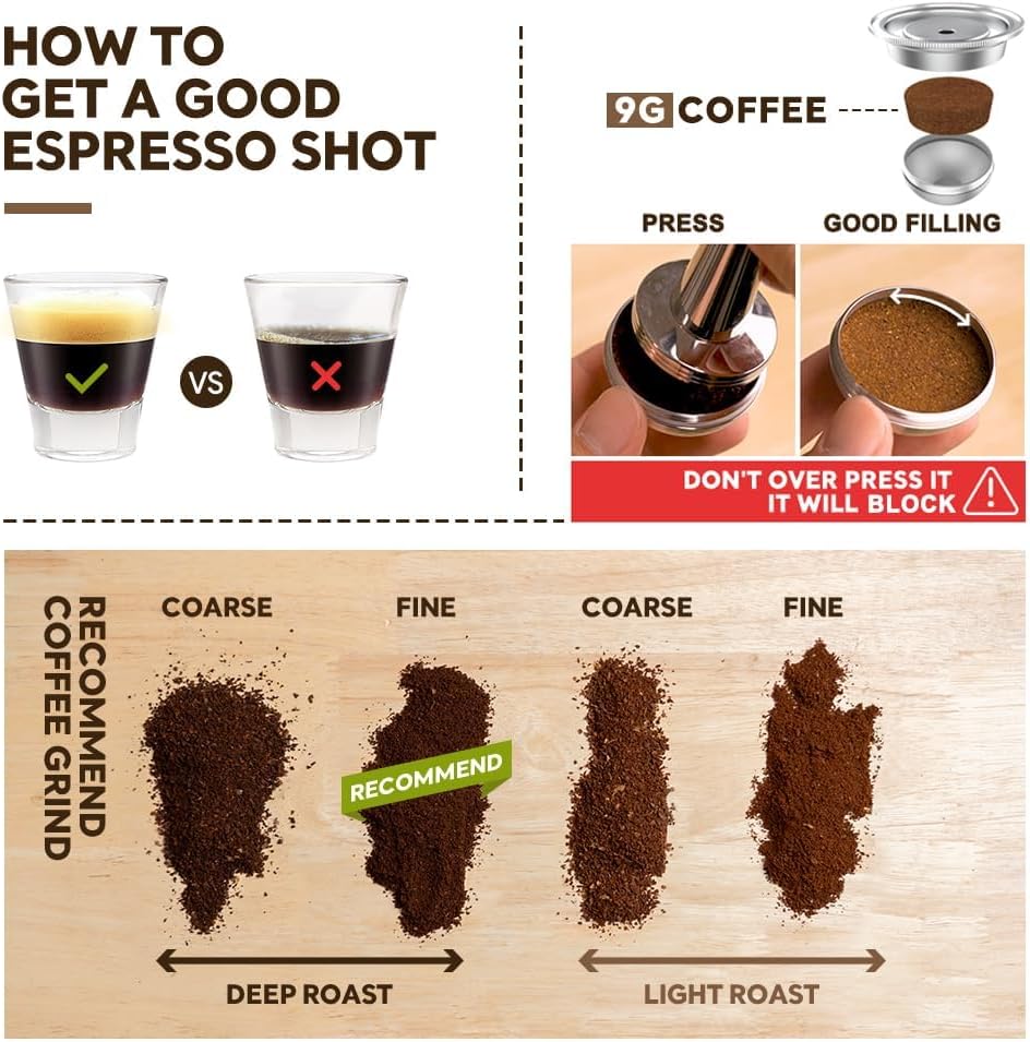 Reusable Coffee Capsule, Stainless Steel Refillable Coffee Pod Brewing Espresso 230ML/8OZ，V-ertuoline Metal Pod Coffee Pod Compatible for Ne-spreso Ver-tuoline GCA1 De-longhi ENV135S - Image 4