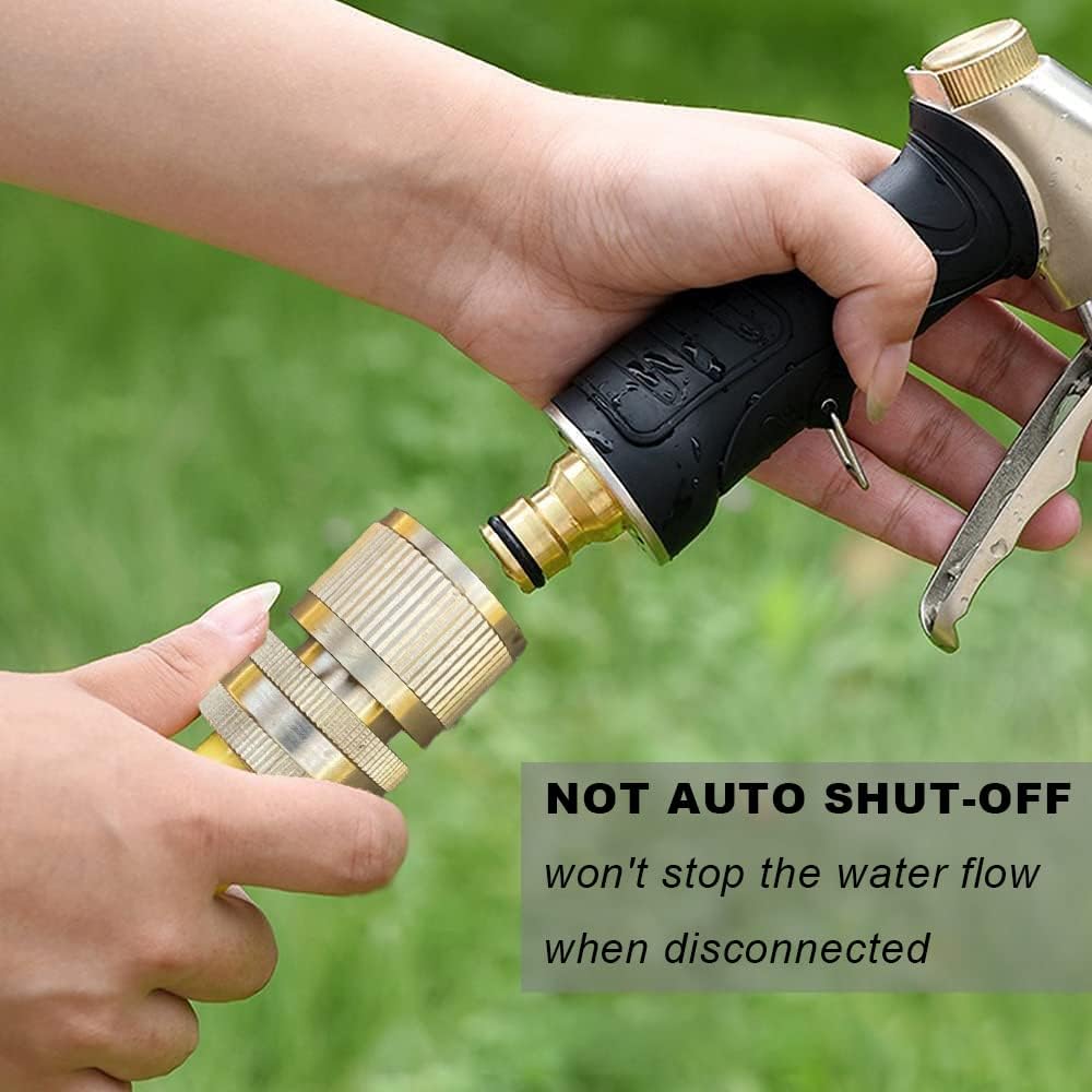 Brass Hose Quick Connect, 3/4 Inch GHT Thread Garden Hose Quick Connector No-Leak Water Hose Quick Connect Fittings Male and Female - 2Packs - Image 3