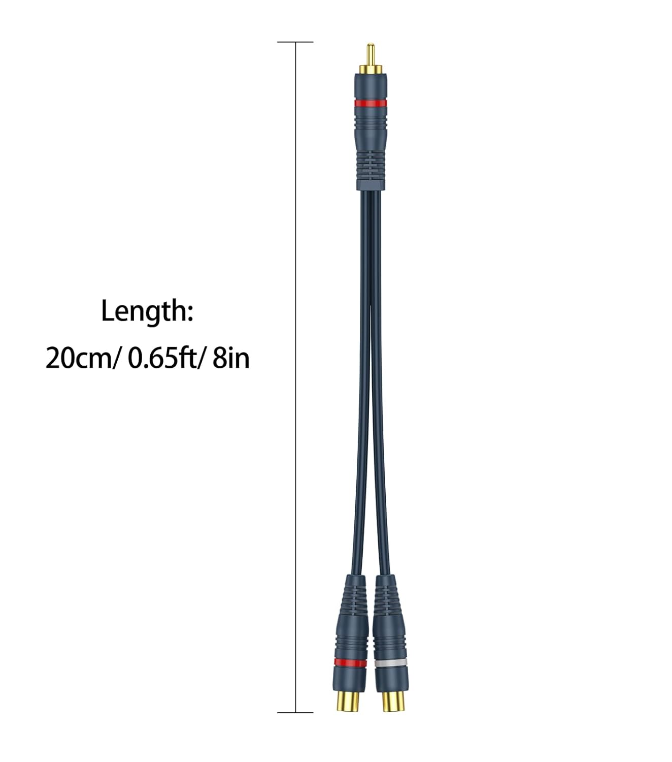 RCA Splitter 1 Male 2 Female 2 Pack, RCA Y Splitter Cable Audio Video Adapter Extension Cord 0.2m/8inch for Subwoofer Speakers - Image 7